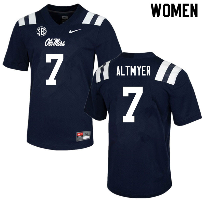 Women #7 Luke Altmyer Ole Miss Rebels College Football Jerseys Sale-Navy - Click Image to Close